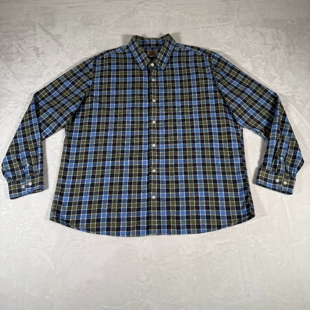 L.L. Bean Shirt Men Size XL Plaid Regular Fit Long Sleeve 100% Cotton Casual EUC